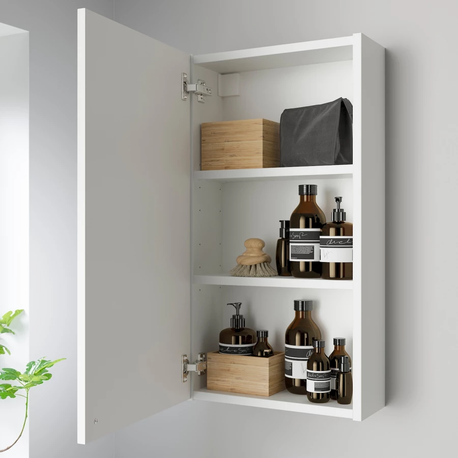 Настенный шкаф для ванной комнаты - ENHET IKEA/ ЭНХЕТ ИКЕА, 75х40х17 см, белый (изображение №2)