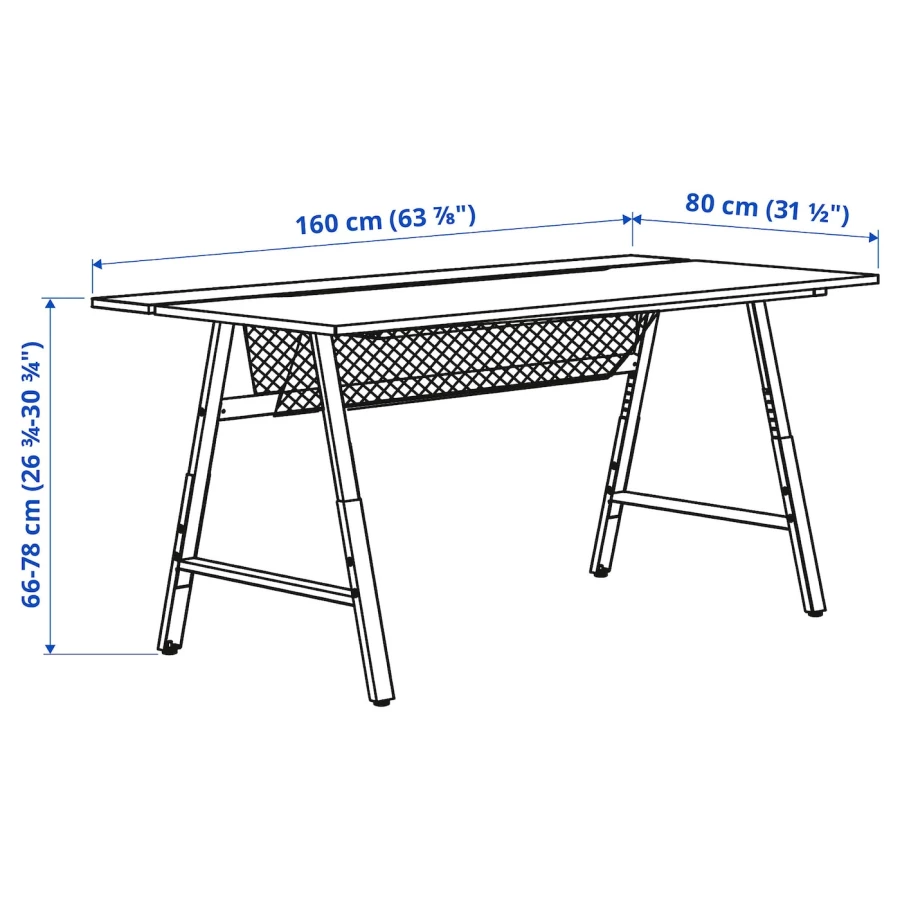 Игровой стол - IKEA UTESPELARE, с эффектом ясеня/серый, 160х80, УТЕСПЕЛАРЕ ИКЕА  ИКЕА (изображение №10)