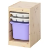 Шкаф с ящиком IKEA TROFAST/ТРУФАСТ ИКЕА, 34х44х52 см, под беленый дуб/белый/фиолетовый
