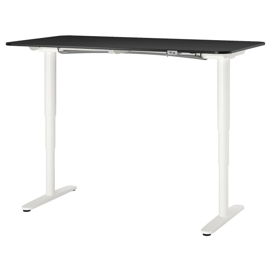 Письменный стол - IKEA BEKANT, 160х80х65-125 см, черный/белый, БЕКАНТ ИКЕА (изображение №1)