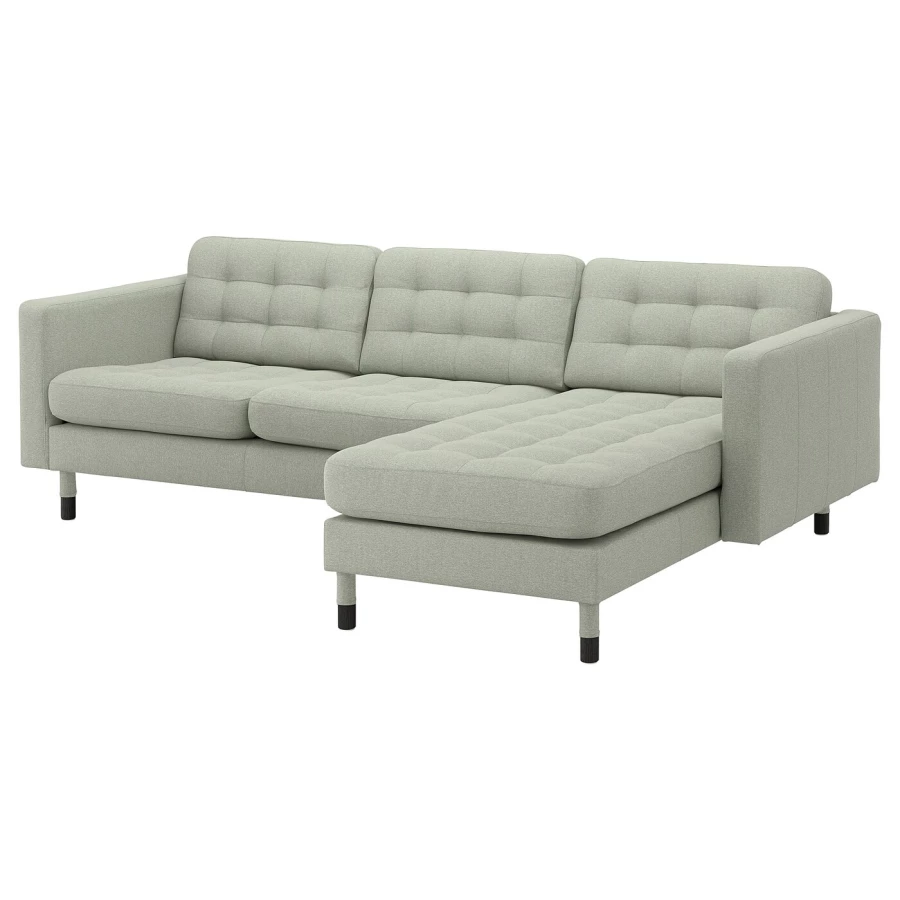 3-местный диван с шезлонгом - IKEA LANDSKRONA, 89x240см, серый, ЛАНДСКРУНА ИКЕА (изображение №1)