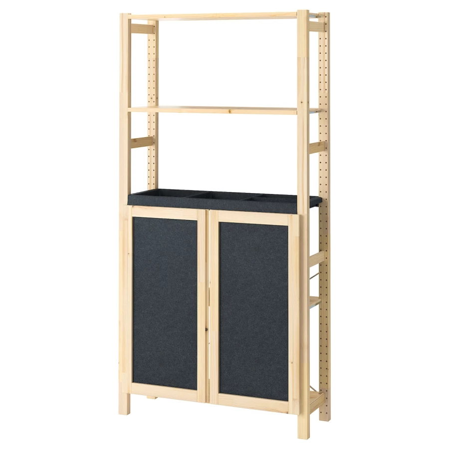 Комбинация для хранения - IKEA IVAR/ИВАР ИКЕА, 89х30х179 см, сосна/черный (изображение №1)