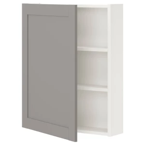 Настенный шкаф для ванной комнаты - ENHET IKEA/ ЭНХЕТ ИКЕА, 60x15x75 см, серый