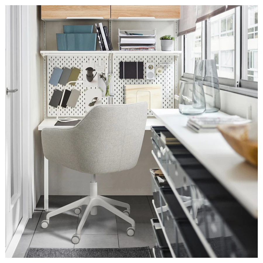 Офисный стул -  IKEA TOSSBERG/LÅNGFJÄLL/LANGFJALL, 67x67x45(57)см, бежевый/белый ТОССБЕРГ/ЛОНГФЬЕЛЛЬ ИКЕА (изображение №4)