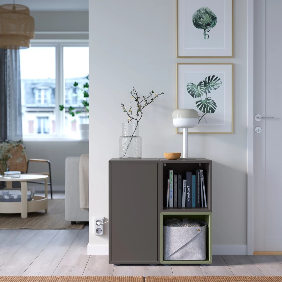 Комбинация для хранения - EKET IKEA/ ЭКЕТ ИКЕА,  72х70 см,  темно-серый/зеленый (изображение №2)