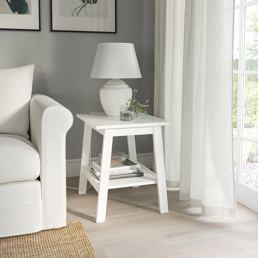 Столик придиванный - IKEA LUNNARP/ЛУНАРП ИКЕА, 55х55х45 см, белый (изображение №2)