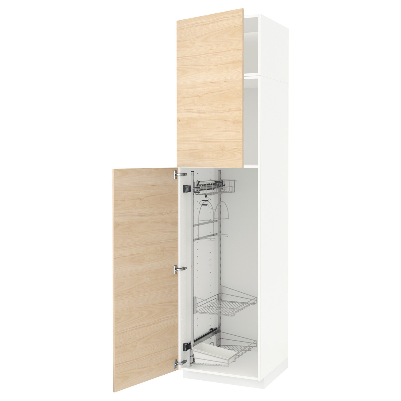 Высокий шкаф/бытовой - IKEA METOD/МЕТОД ИКЕА, 240х60х60 см, белый/под беленый дуб