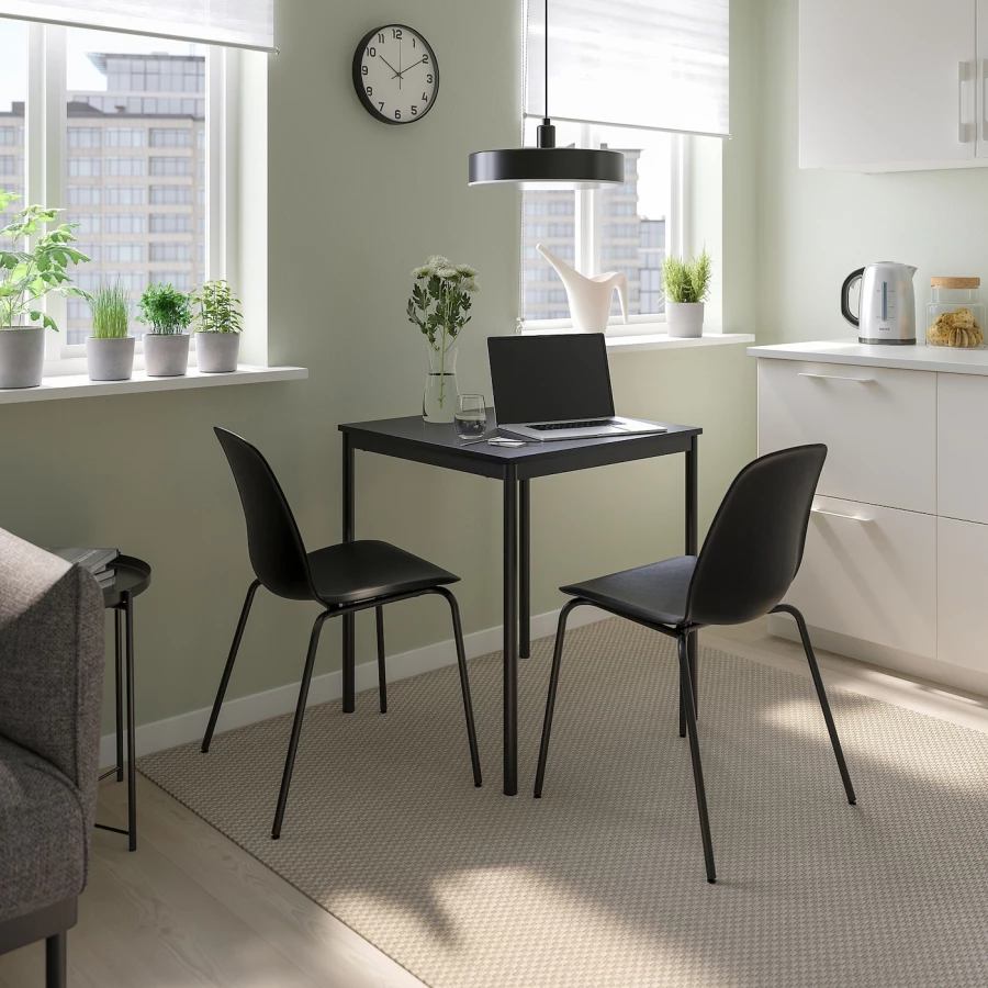 Стол и 4 стула - IKEA SANDSBERG/LIDÅS /САНДСБЕРГ/ЛИДОС ИКЕА, 75х67 см, черный (изображение №2)