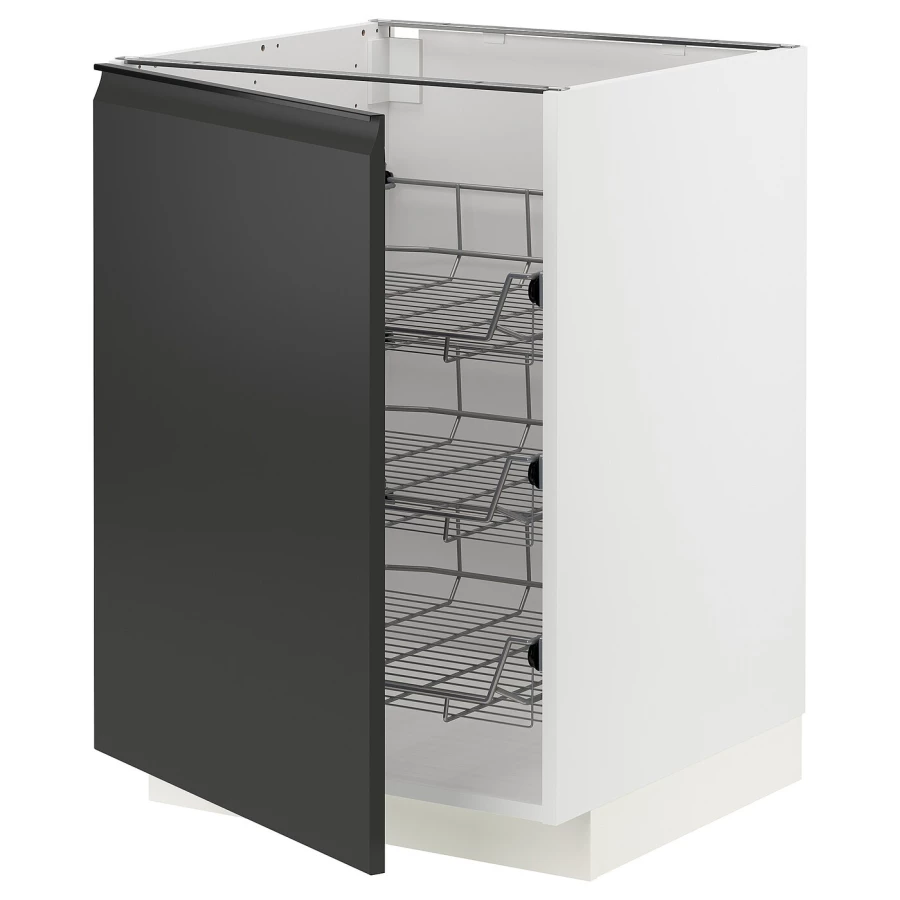 Напольный шкаф  - IKEA METOD, 88x62x80см, белый/черный, МЕТОД ИКЕА (изображение №1)