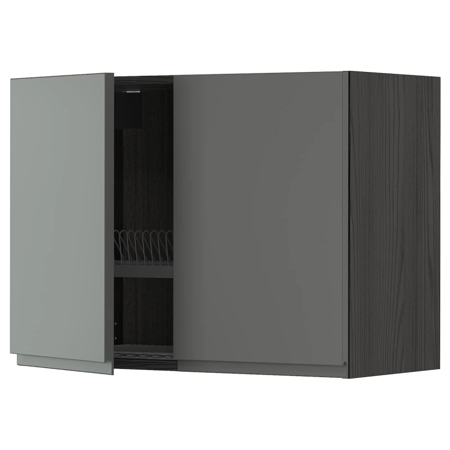 Навесной шкаф с сушилкой - METOD IKEA/ МЕТОД ИКЕА, 60х80 см, черный/серый (изображение №1)