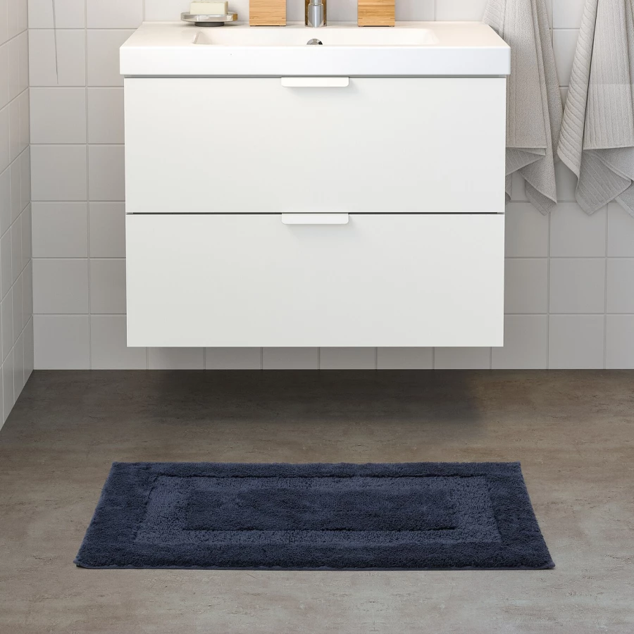 Коврик для ванной - IKEA RÖDVATTEN/RODVATTEN, 80х50 см, синий, РЁДВАТТЕН ИКЕА (изображение №3)