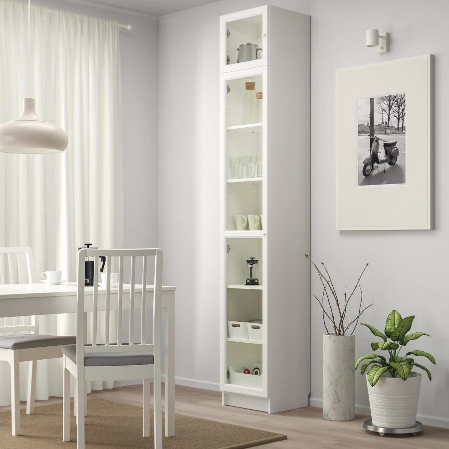 Стеллаж - IKEA BILLY/OXBERG, 40х42х237 см, белый/стекло, БИЛЛИ/ОКСБЕРГ ИКЕА (изображение №2)