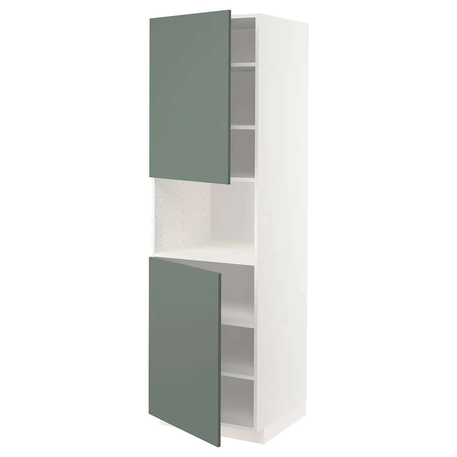 Высокий кухонный шкаф с полками - IKEA METOD/МЕТОД ИКЕА, 200х60х60 см, белый/темно-серый (изображение №1)