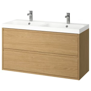 Тумба для ванной - ÄNGSJÖN / BACKSJÖN/АNGSJОN / BACKSJОN IKEA/ ЭНГСЬЕН / БЭКСЬЕН ИКЕА, 120х69 см , белый/коричневый