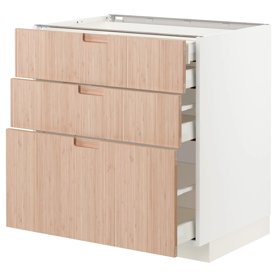Напольный шкаф  - IKEA METOD MAXIMERA, 88x61,6x80см, белый/светло-коричневый, МЕТОД МАКСИМЕРА ИКЕА (изображение №1)