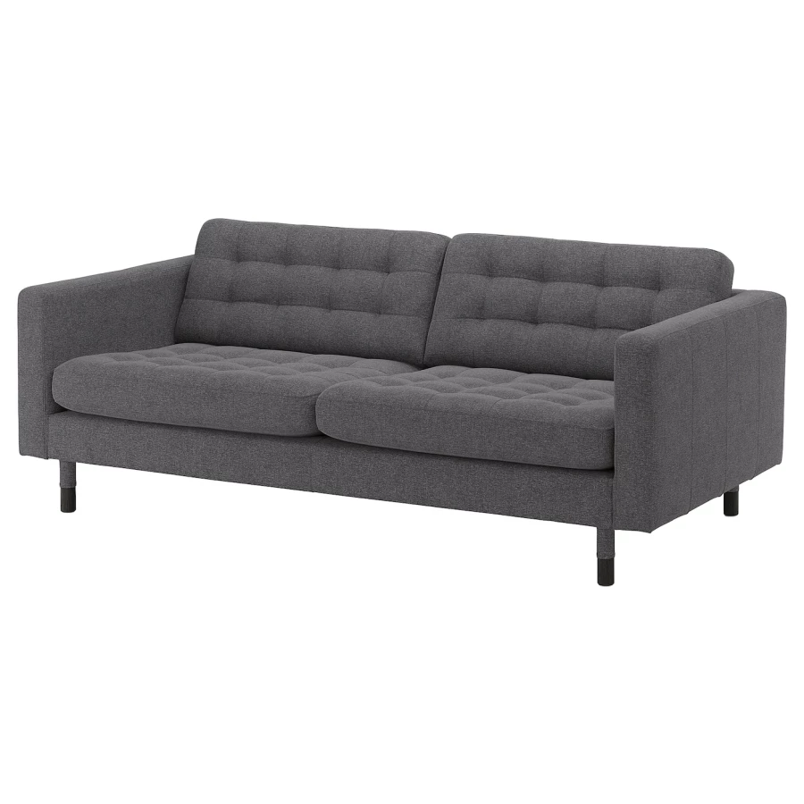 3-местный диван - IKEA LANDSKRONA/ЛАНДСКРОНА ИКЕА, 78х89х204 см, черный (изображение №1)