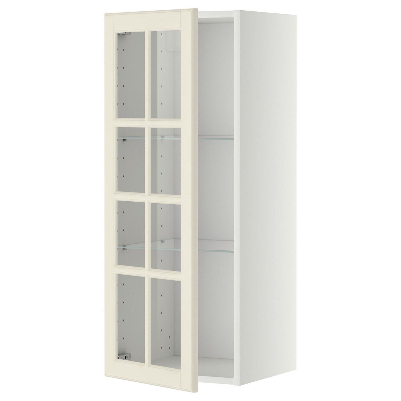 Шкаф со стеклянными дверцами  - METOD  IKEA/  МЕТОД ИКЕА, 100х40 см, белый/светло-бежевый