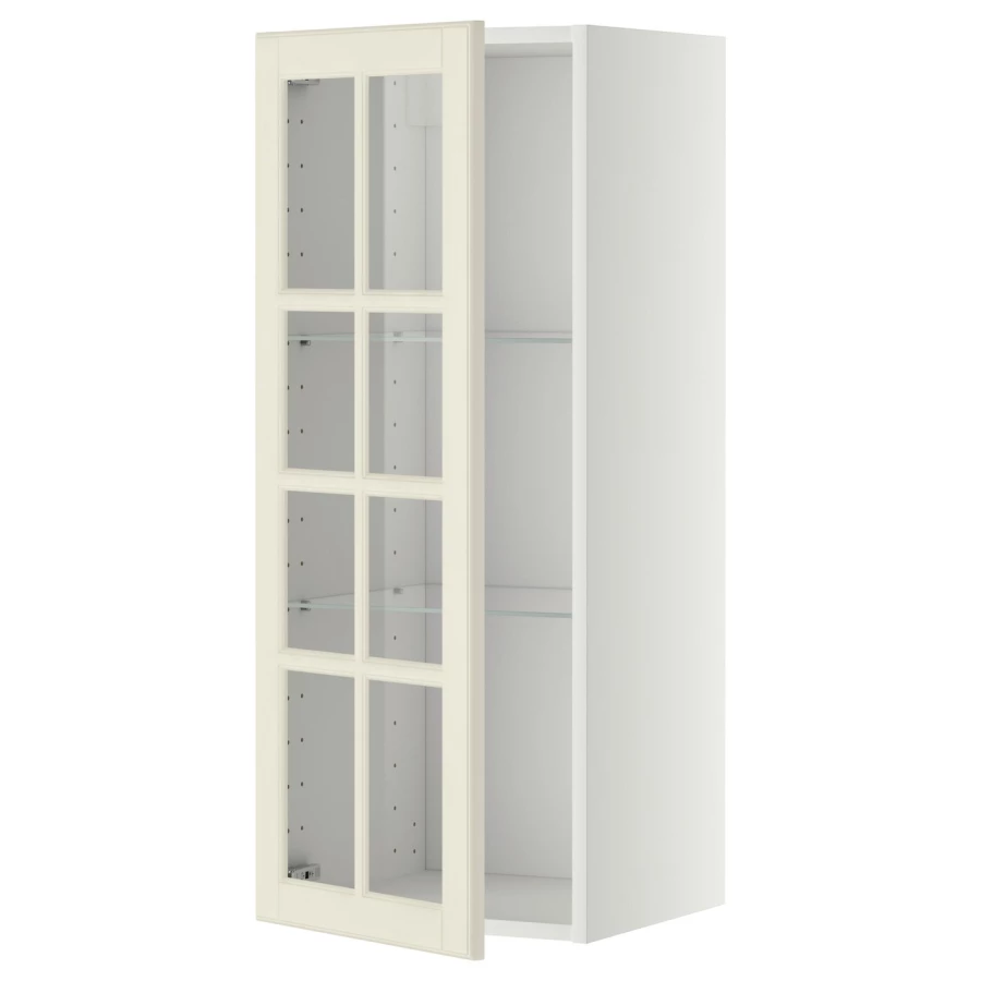 Шкаф со стеклянными дверцами  - METOD  IKEA/  МЕТОД ИКЕА, 100х40 см, белый/светло-бежевый (изображение №1)
