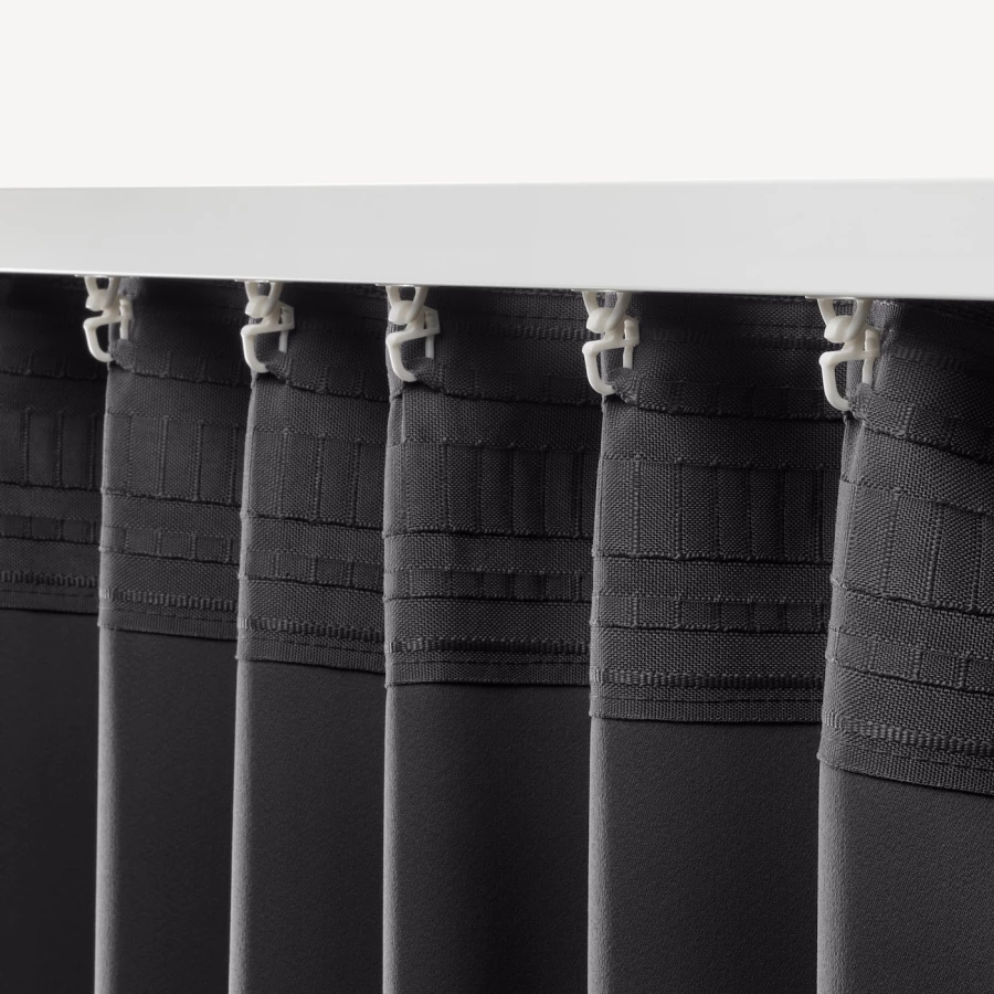 Плотная штора, 2 шт. - IKEA ANNAKAJSA, 300х145 см, серый, АННАКАЙСА ИКЕА (изображение №4)