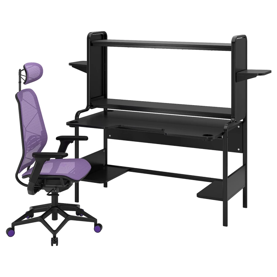 Игровой стол и стул - IKEA FREDDE/STYRSPEL, 153х84х5 см, черный/фиолетовый, ИКЕА ФРЕДДЕ/СТУРСПЕЛ (изображение №1)
