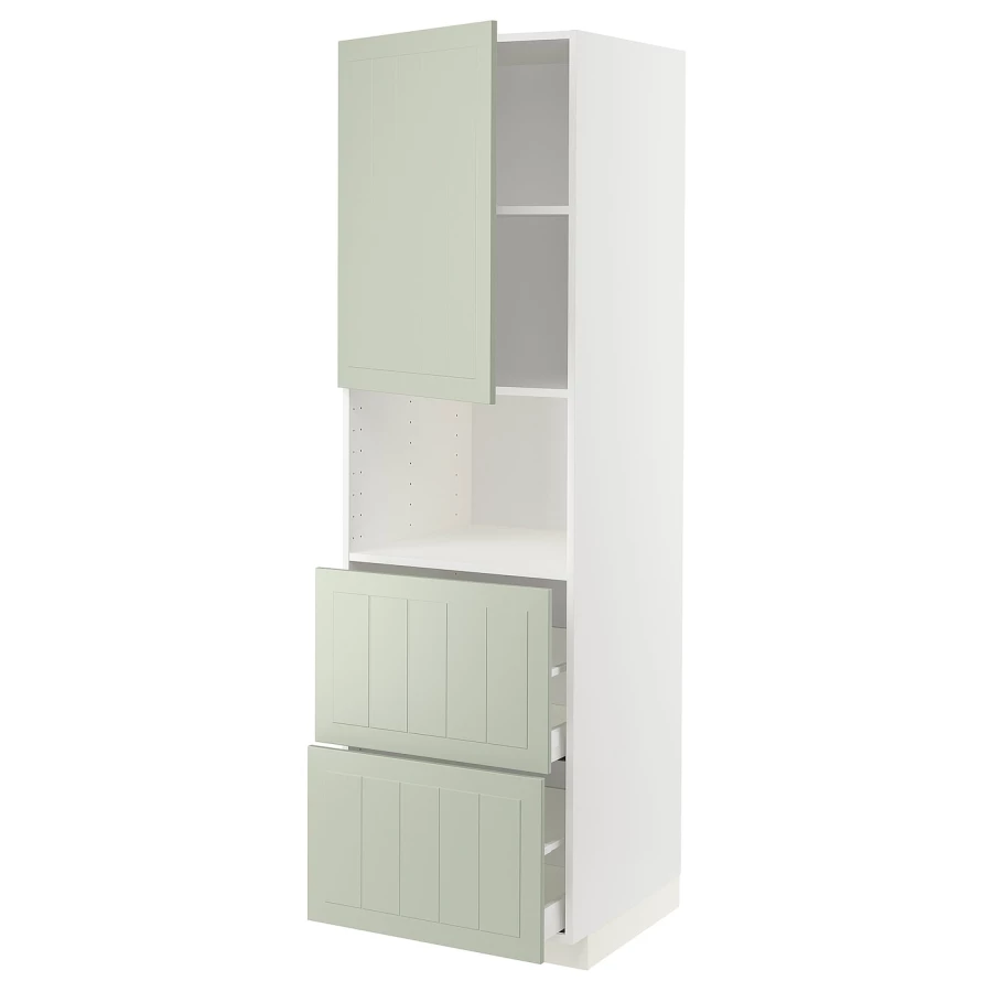 Высокий шкаф с ящиками - IKEA METOD/MAXIMERA/МЕТОД/МАКСИМЕРА ИКЕА, 200х60х60 см, белый/зеленый (изображение №1)