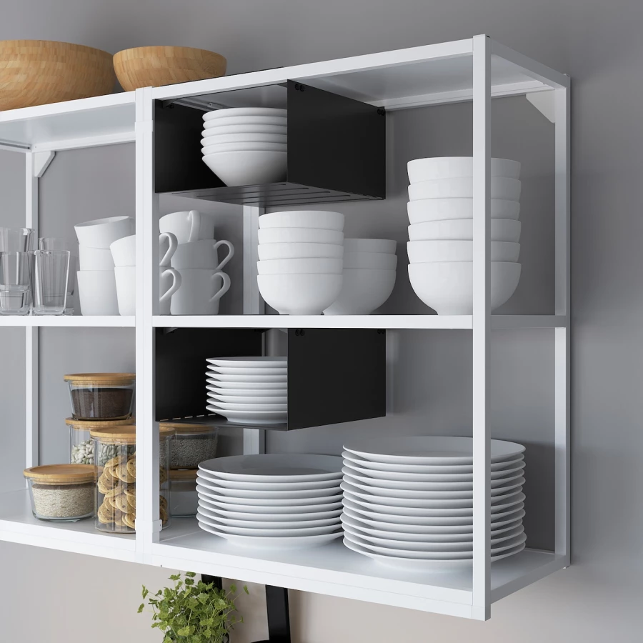 Кухонная комбинация для хранения вещей - ENHET  IKEA/ ЭНХЕТ ИКЕА, 223х63,5х222 см, белый/серый/бежевый (изображение №12)