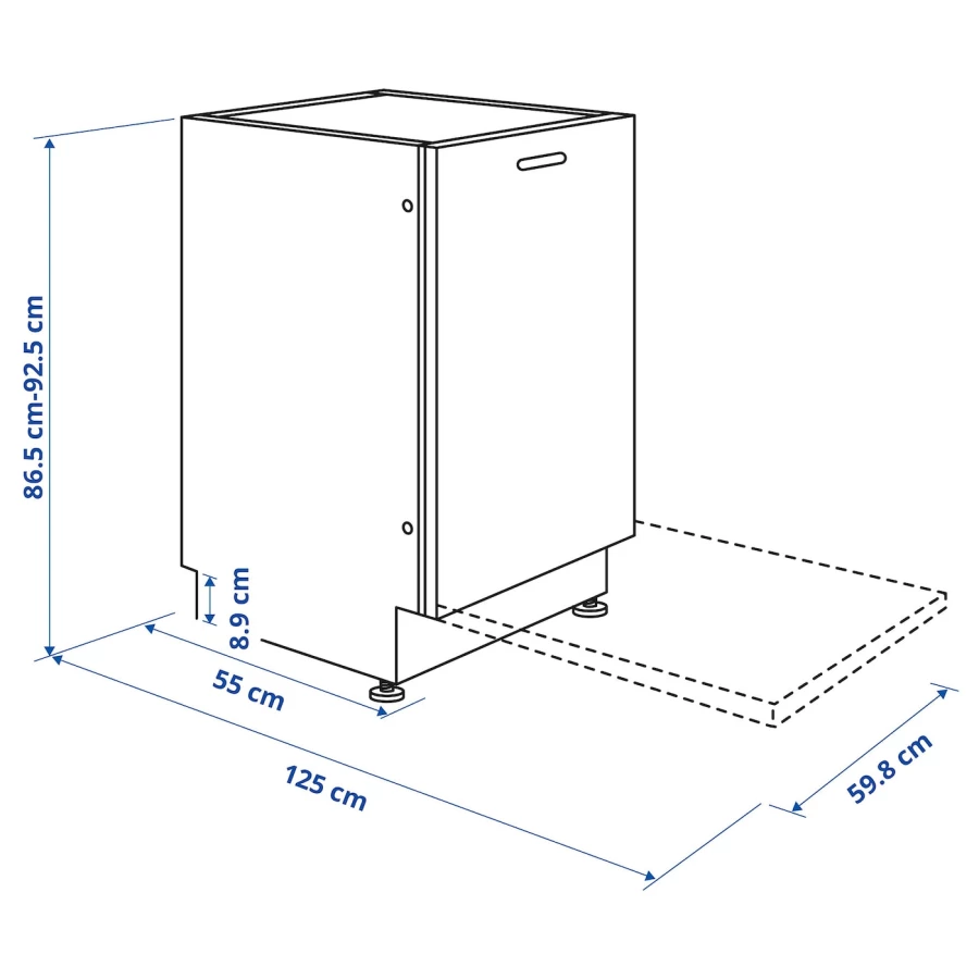 Встраиваемая посудомоечная машина - TORSBODA IKEA/ ТОРСБОДА ИКЕА,  86,5х60 см, белый (изображение №4)