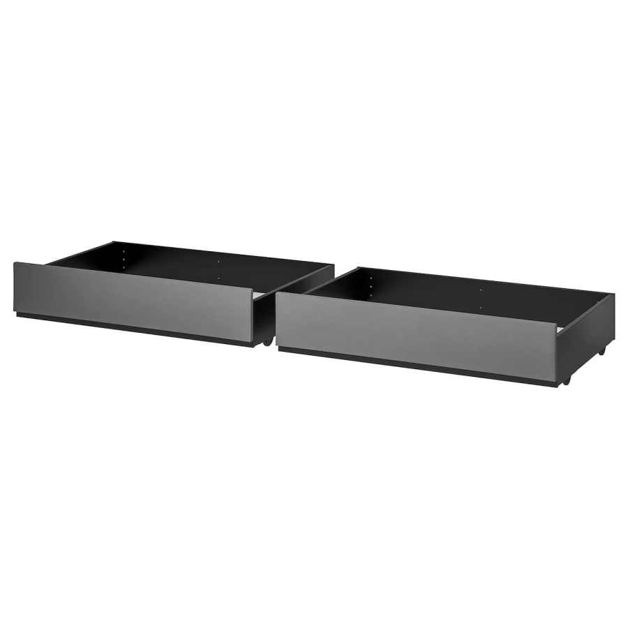 Ящик для каркаса кровати - IKEA HAUGA/ХАУГА ИКЕА, 29х62х100 см, черный/серый (изображение №1)