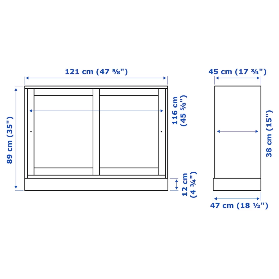 Шкаф с цоколем - IKEA HAVSTA, 121x89x47 см, серый ХАВСТА ИКЕА (изображение №8)