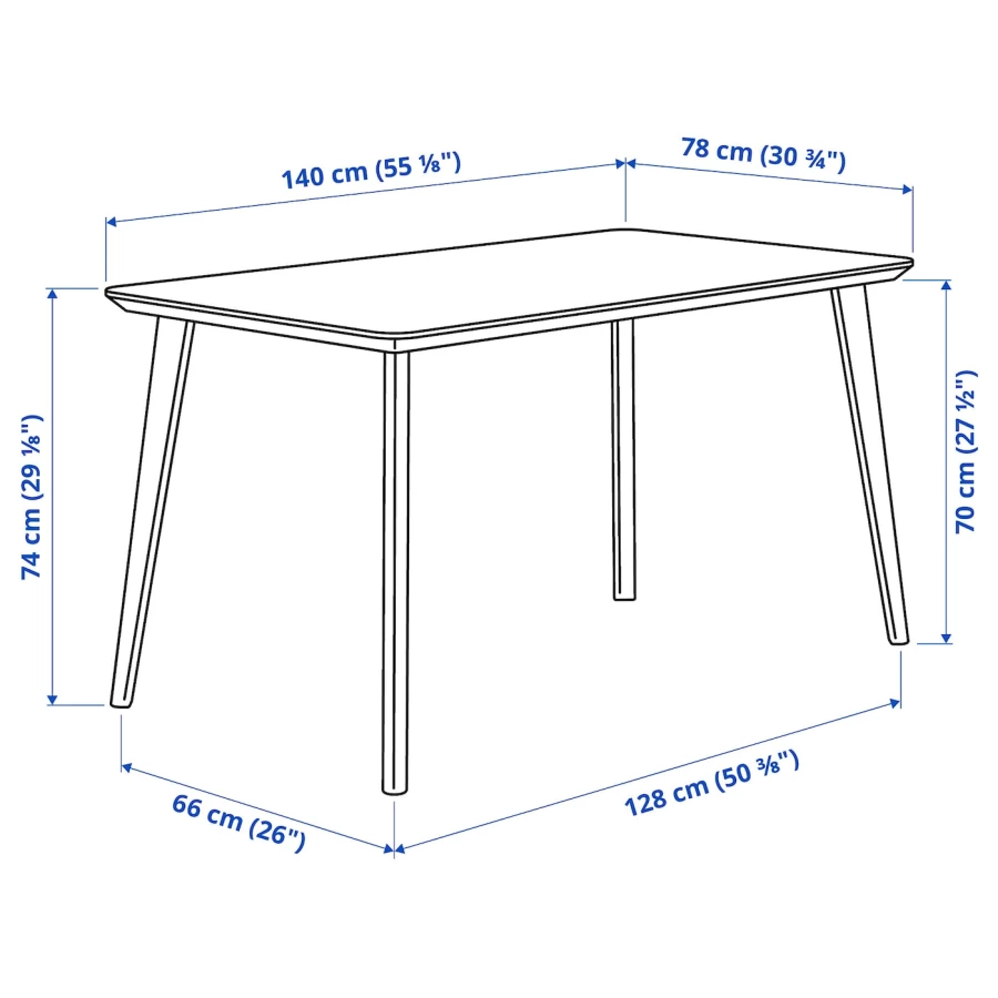 Кухонный стол - LISABO/IDOLF  IKEA/ ЛИСАБО/ИДОЛЬФ  ИКЕА, 140х78х74 см, черный (изображение №7)