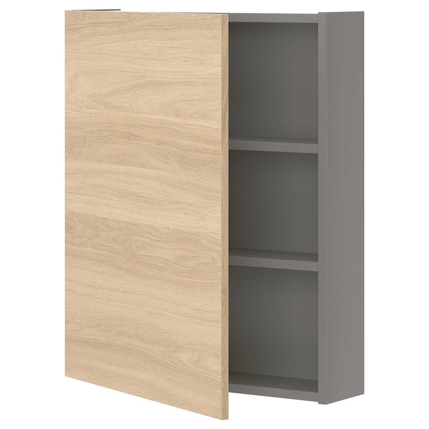 Настенный шкаф для ванной комнаты - ENHET IKEA/ ЭНХЕТ ИКЕА, 60x15x75 см, бежевый/серый