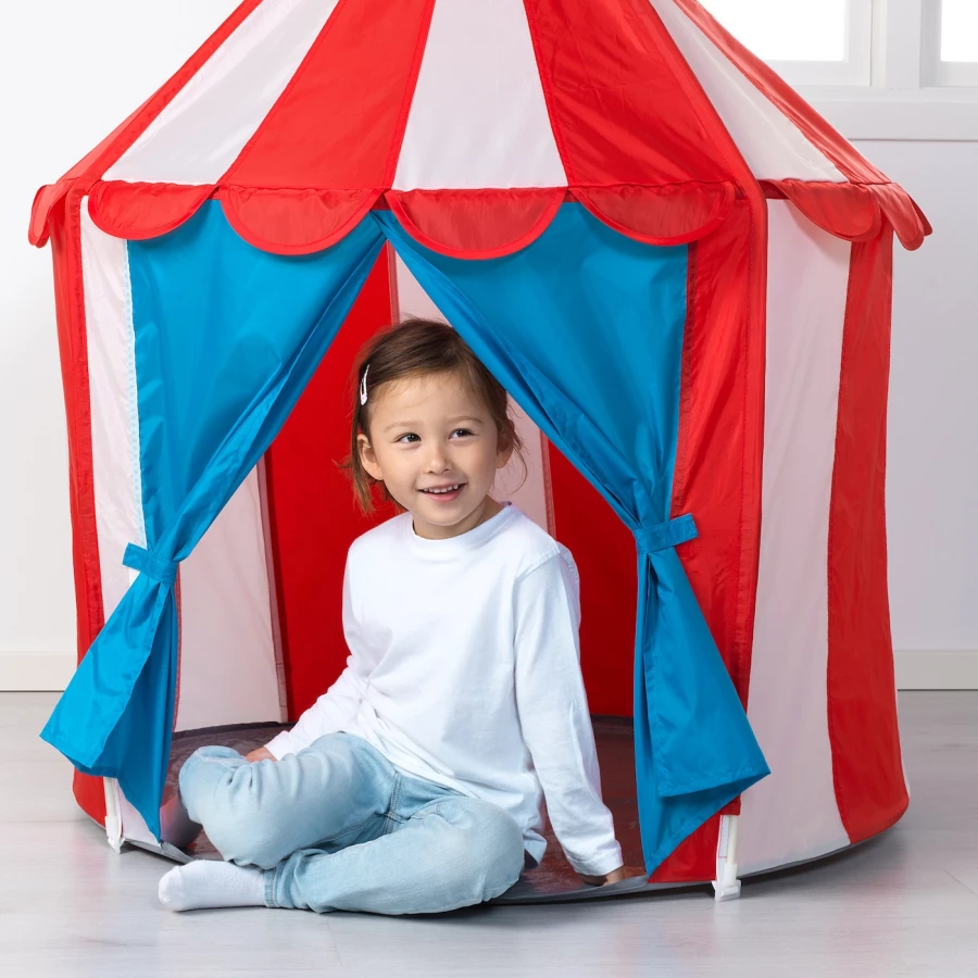 Детская палатка - IKEA CIRKUSTALT/CIRKUSTÄLT, 100х120 см, красный/белый/синий ЦИРКУСТЭЛЬТ ИКЕА (изображение №2)