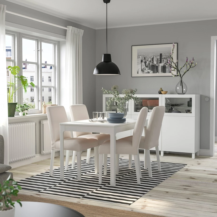Стол и 4 стула - EKEDALEN / BERGMUND IKEA/ ЭКАДАЛЕН /БЕРГМУНД ИКЕА, 120/180 см, белый/бежевый (изображение №2)