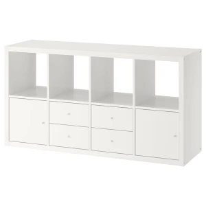 Стеллаж 8 ячеек с ящиками - IKEA KALLAX, 147х77 см, белый, КАЛЛАКС ИКЕА