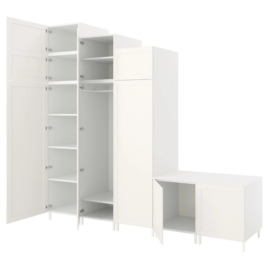 Платяной шкаф - PLATSA/SANNIDAL/IKEA/ ПЛАТСА/САННИДАЛИКЕА,300x57x271 см, белый (изображение №1)