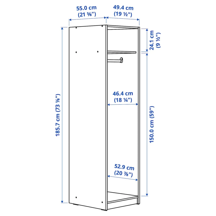 Шкаф-купе -  IKEA GURSKEN /ГУРСКЕН ИКЕА, 185,7х49,4х55 см, светло-бежевый (изображение №5)