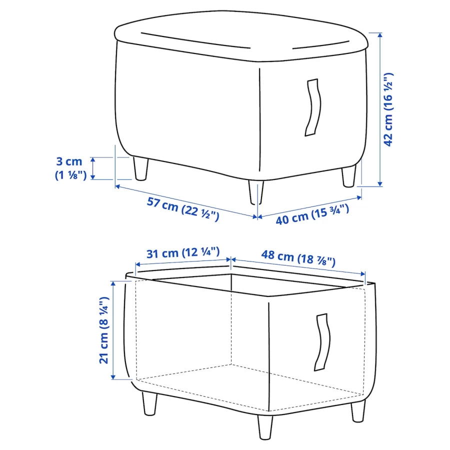 Кресло с подлокотником и пуф - IKEA OSKARSHAMN, 82х96х101 см, серый, ОСКАРСХАМН ИКЕА (изображение №7)