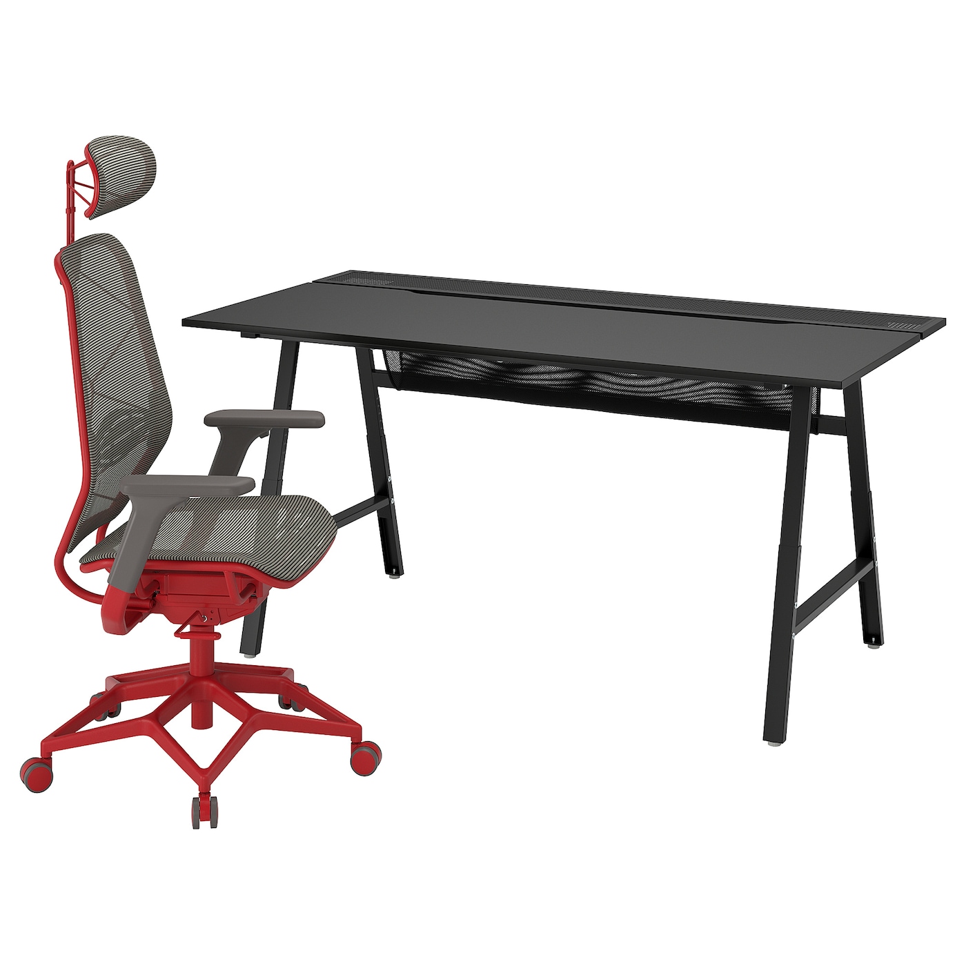 Игровой стол и стул - IKEA UTESPELARE/STYRSPEL, черный/красный, 160х80 см, УТЕСПЕЛАРЕ/СТИРСПЕЛ ИКЕА