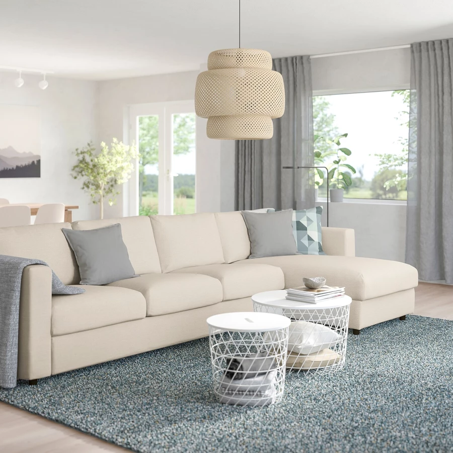 Угловой 4-местный диван с шезлонгом - IKEA VIMLE/ВИМЛЕ ИКЕА, 322х164х68 см, бежевый (изображение №2)