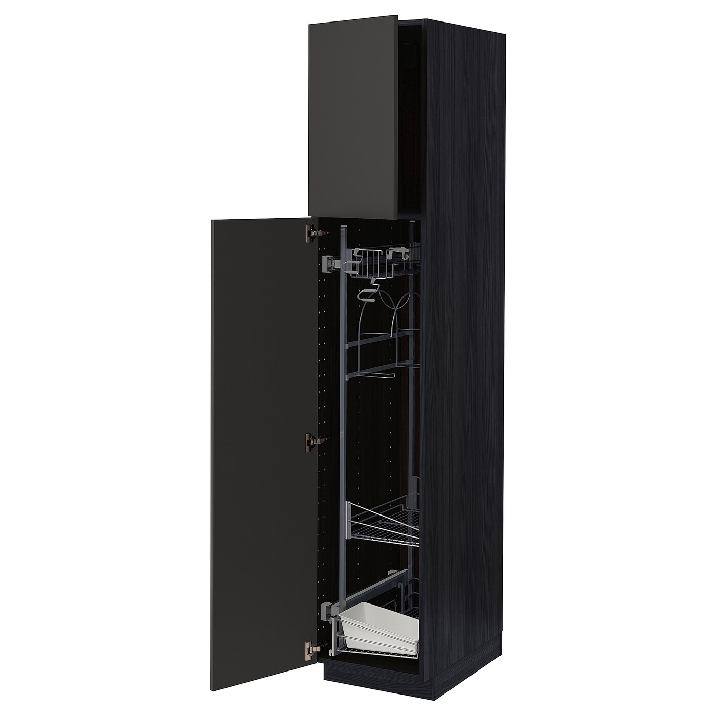Высокий шкаф/бытовой - IKEA METOD/МЕТОД ИКЕА, 200х60х40 см, черный