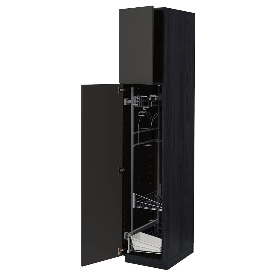 Высокий шкаф/бытовой - IKEA METOD/МЕТОД ИКЕА, 200х60х40 см, черный (изображение №1)