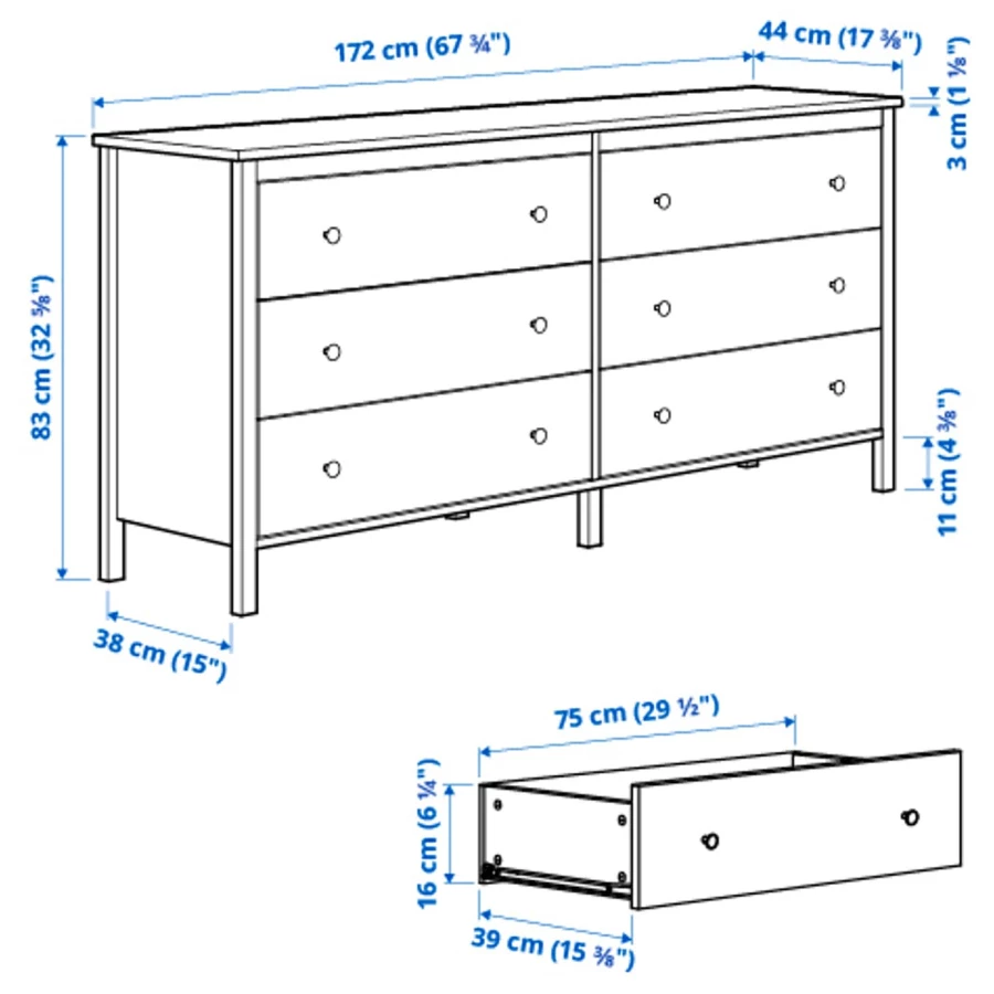 Комод - IKEA NORDLI/НОРДЛИ ИКЕА, 44х83х172 см, белый (изображение №5)