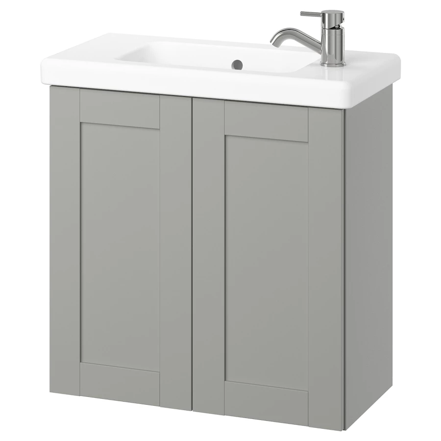 Тумба для ванной - ENHET / TVÄLLEN  /TVАLLEN  IKEA/ ЭНХЕТ / ТВЭЛЛЕН ИКЕА,  64х33х65 см , белый/серый (изображение №1)