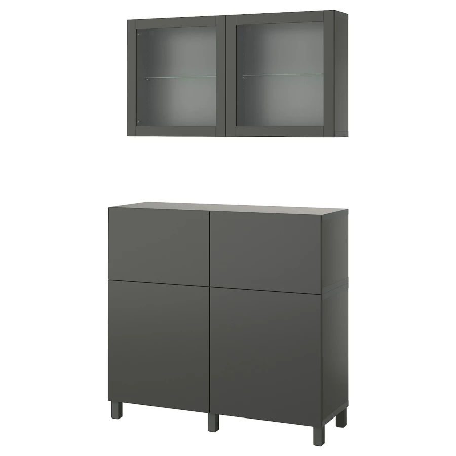 Комбинация для хранения - BESTÅ/ BESTА IKEA/ БЕСТА/БЕСТО ИКЕА, 213х120 см, темно-серый (изображение №1)