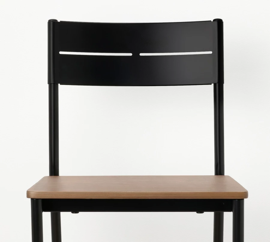 Барный стул - IKEA SANDSBERG/ САНДСБЕРГ ИКЕА , 37х39х91 см, черный/коричневая морилка (изображение №3)