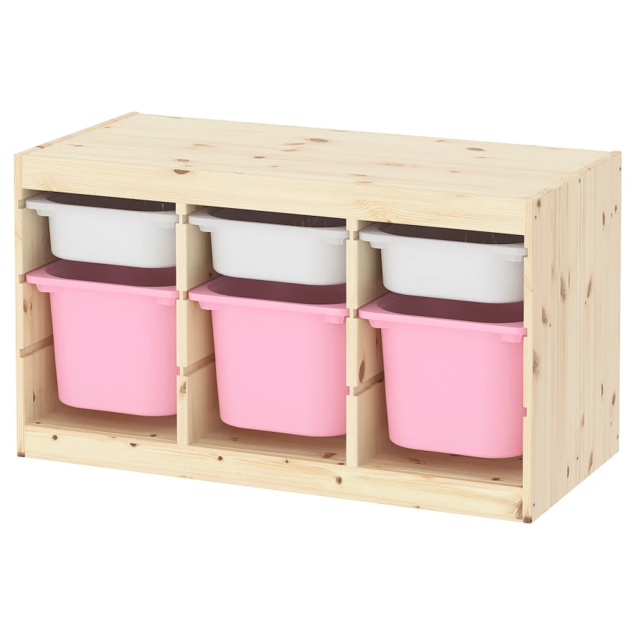 Стеллаж - IKEA TROFAST, 93х44х52 см, сосна/белый/розовый, ТРУФАСТ ИКЕА (изображение №1)