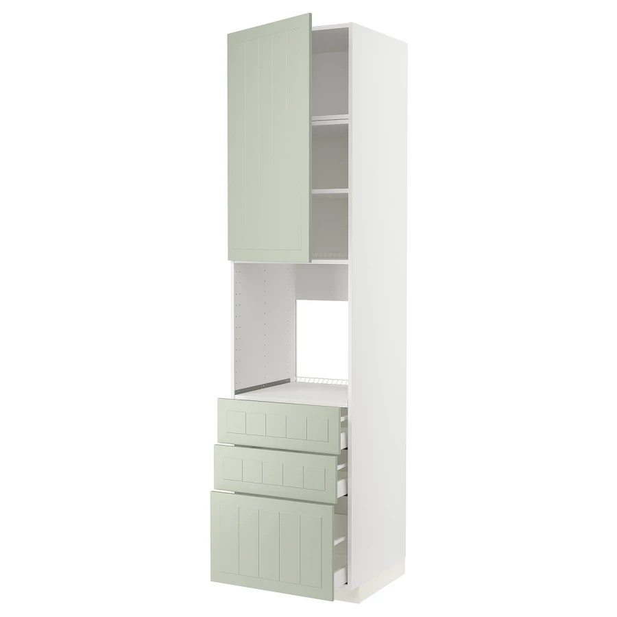 Высокий шкаф - IKEA METOD/MAXIMERA/МЕТОД/МАКСИМЕРА ИКЕА, 240х60х60 см, белый/светло-зеленый (изображение №1)