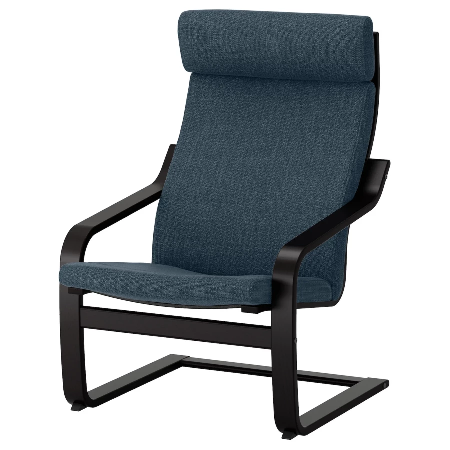 Кресло - IKEA POÄNG/POANG/ПОЭНГ ИКЕА, 68х82х100 см, тёмно-синий (изображение №1)