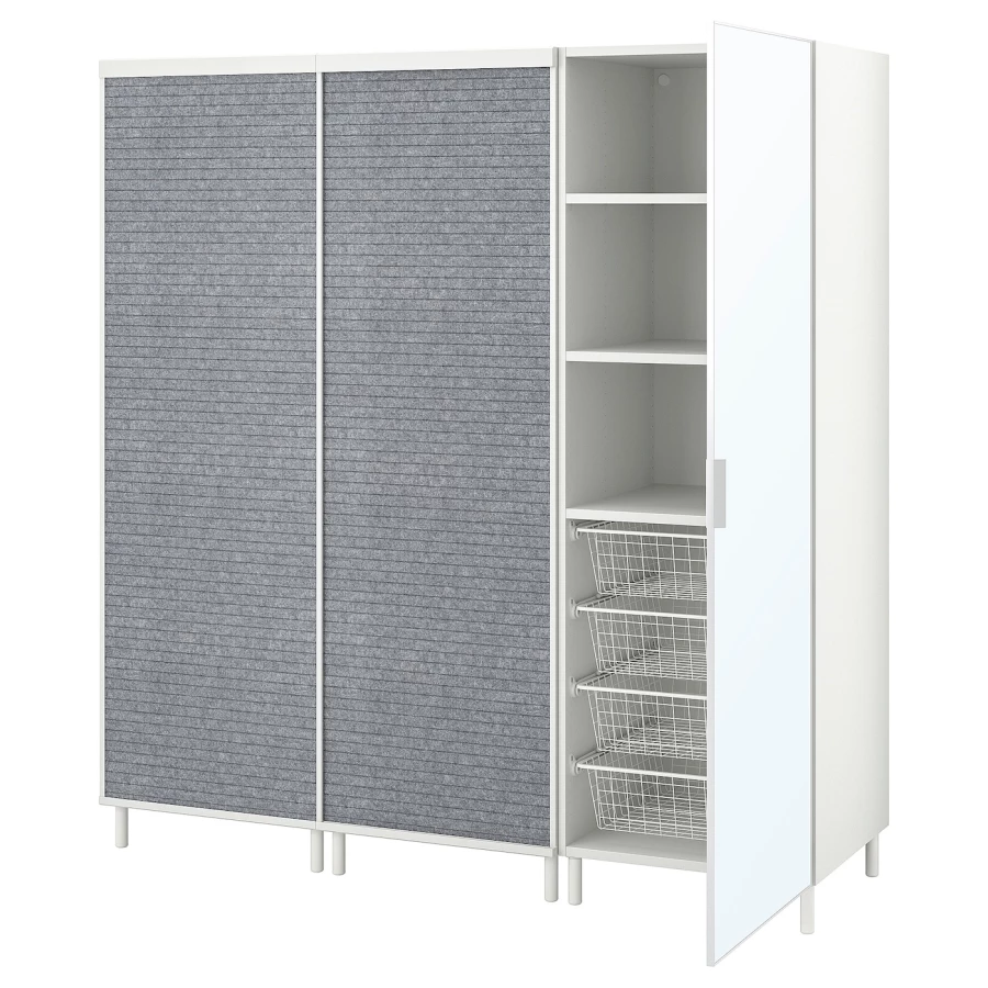 Шкаф 2-дверный - IKEA PLATSA/ПЛАТСА ИКЕА, 180х191х57 см, белый/темно-серый (изображение №1)