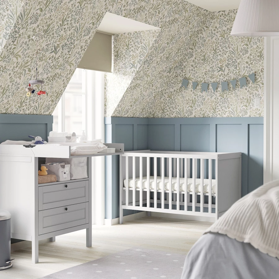 Кровать для новорожденных - IKEA SUNDVIK, 60x120 см, серый, СУНДВИК ИКЕА (изображение №5)
